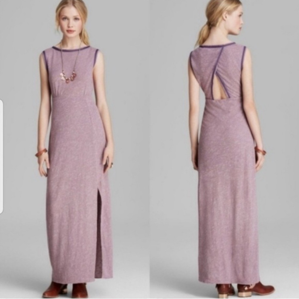 Free People Sabrina, Backless Purple Maxi Dress